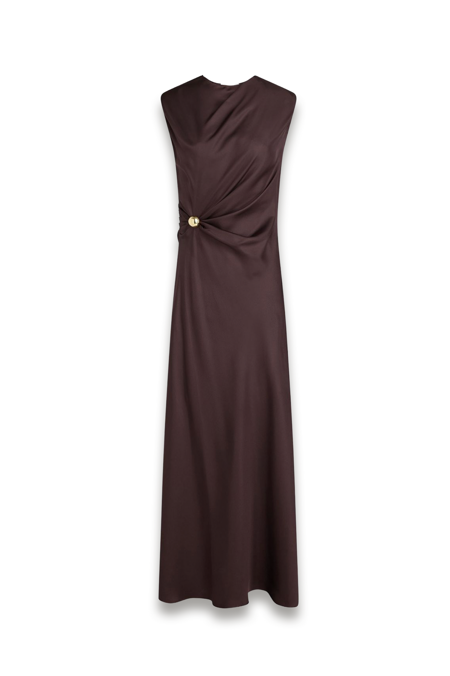 Roan Embellished Draped Silk-twill Midi Dress