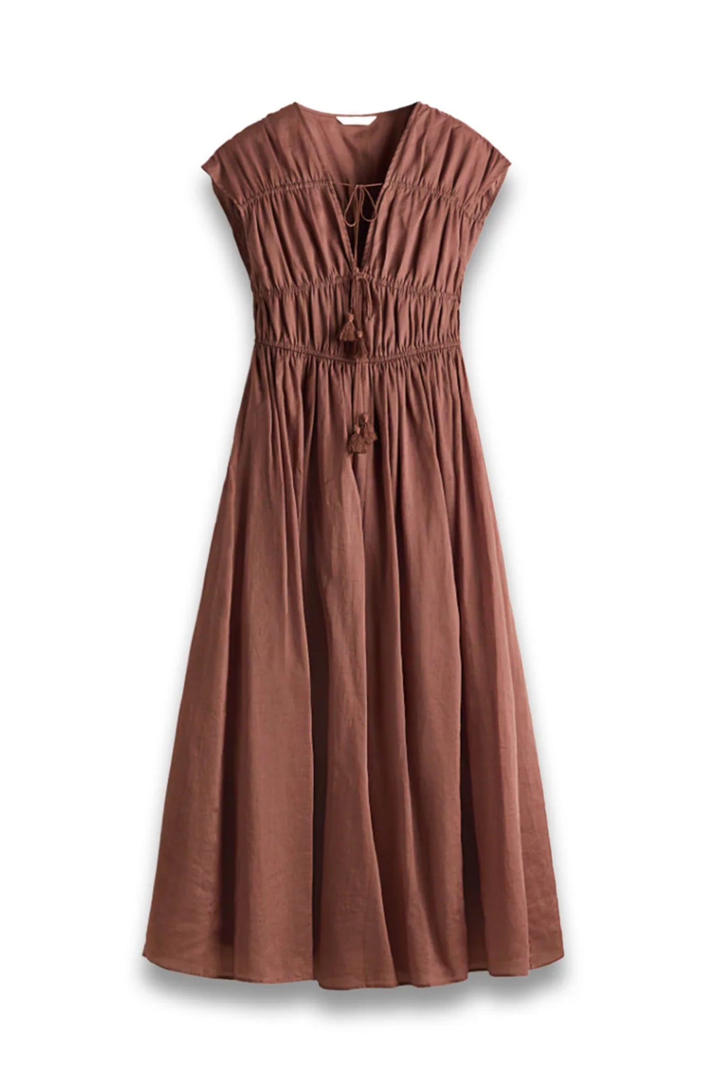 Drawstring-detail Ramie Dress