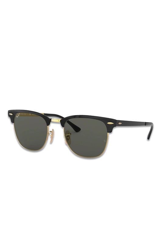 Ray-Ban RB3716 Unisex Square Polarised Sunglasses, Black/Gold