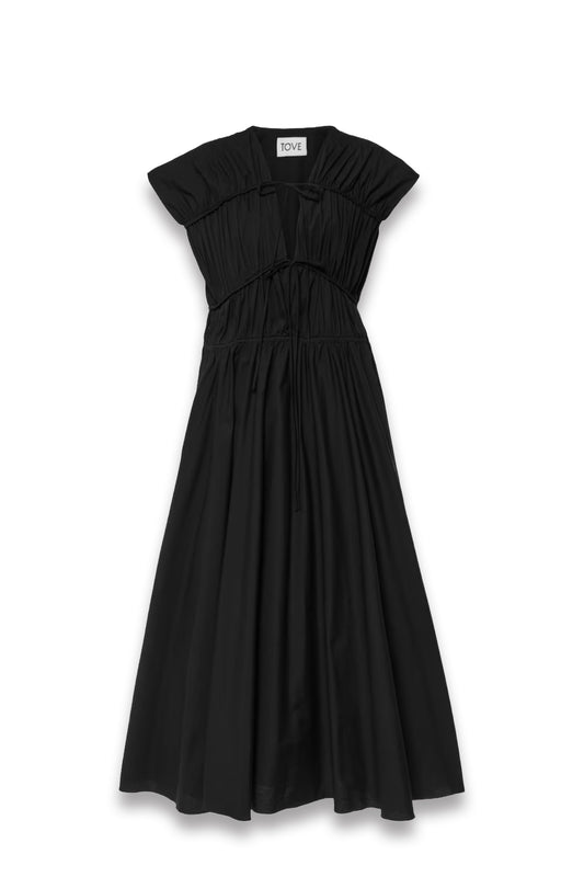 Ceres Gathered Cotton Midi Dress