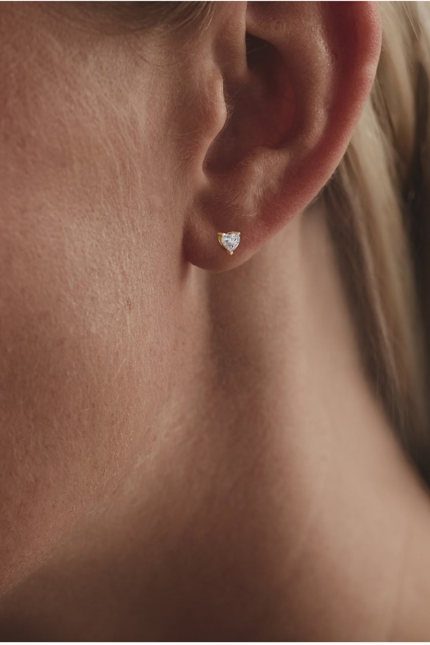 Naomi Heart Cut Lab Diamond Stud Earrings 18k Gold Vermeil
