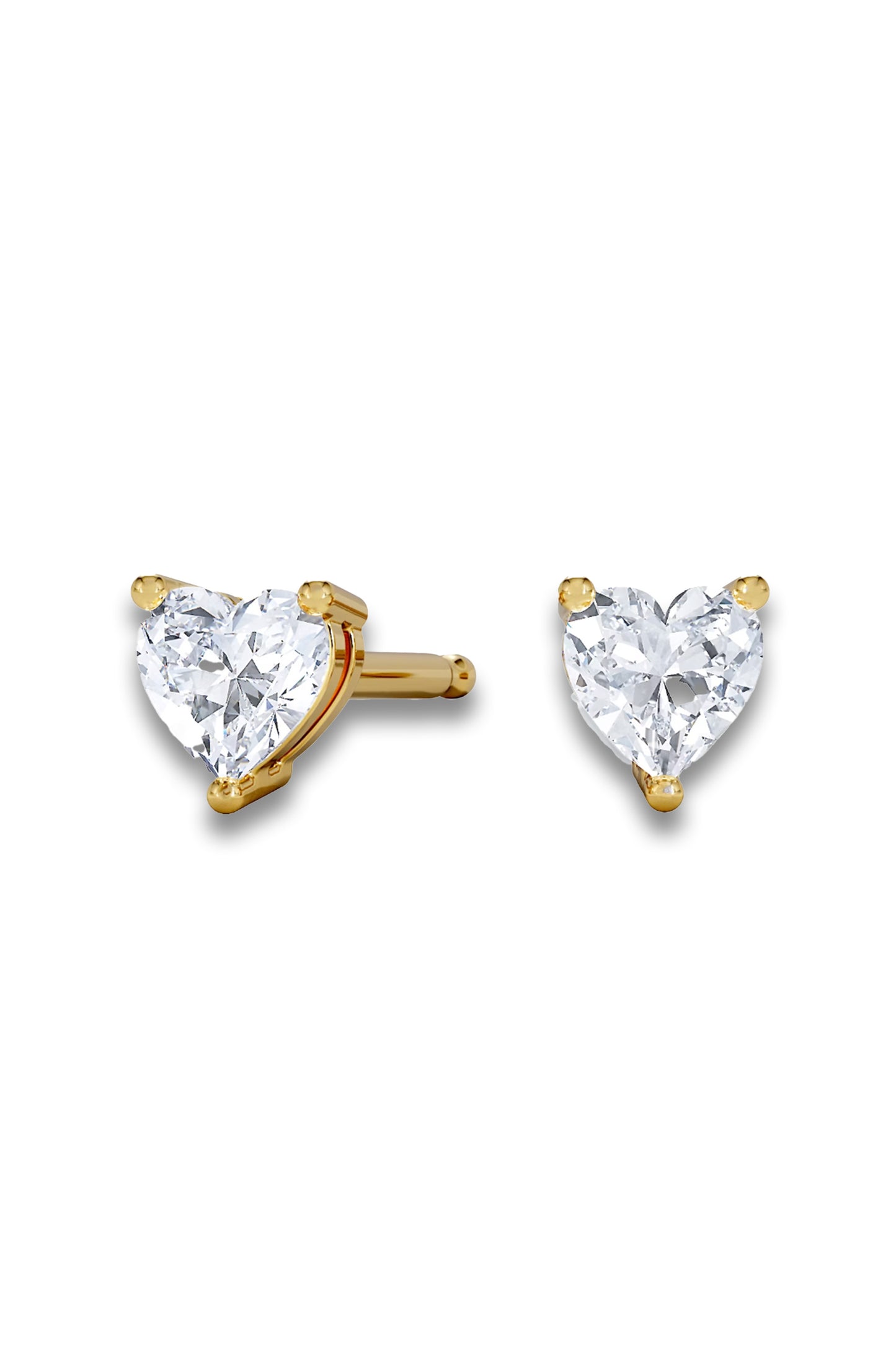 Naomi Heart Cut Lab Diamond Stud Earrings 18k Gold Vermeil