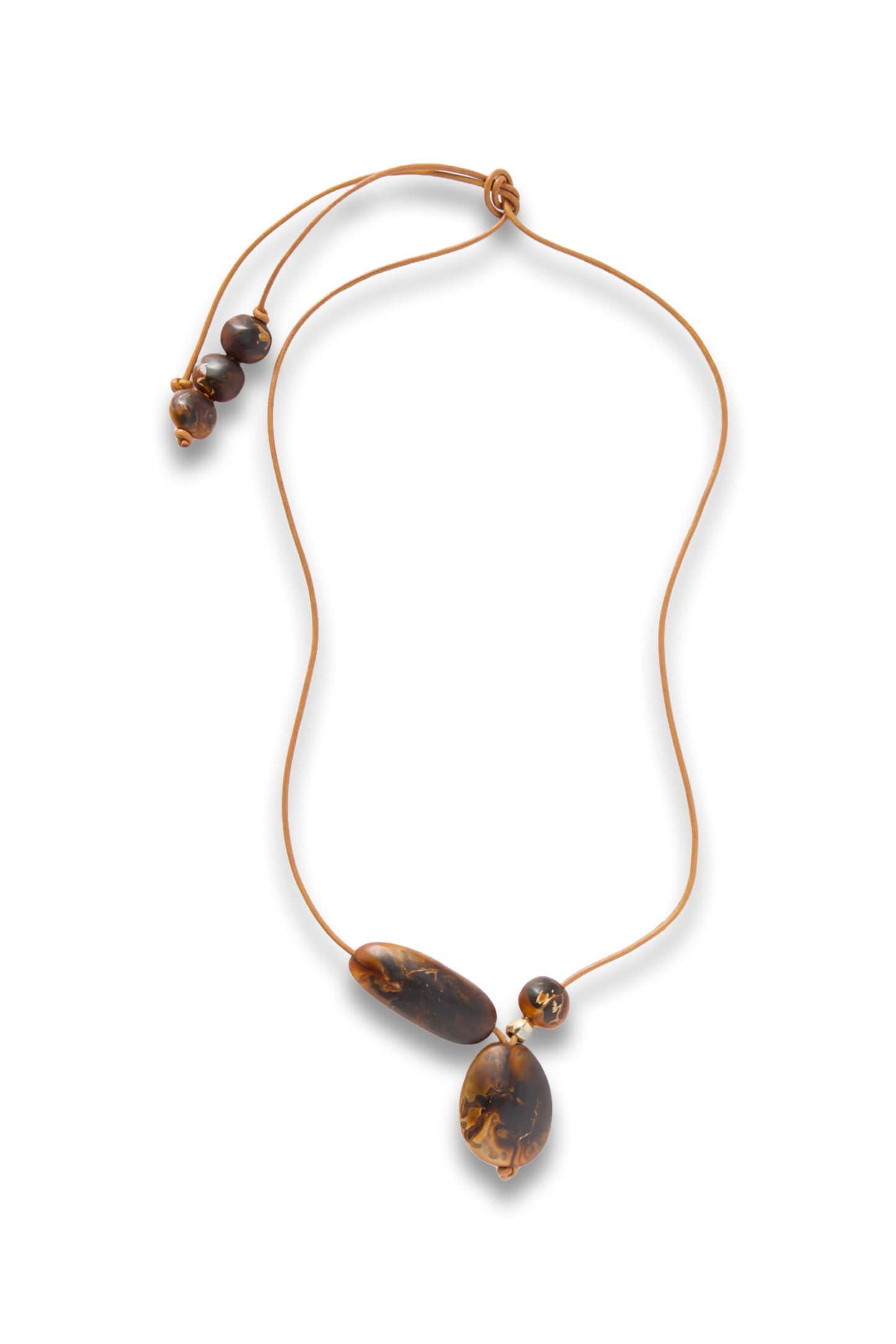 Rock Cluster Leather, Resin And Gold-Tone Necklace