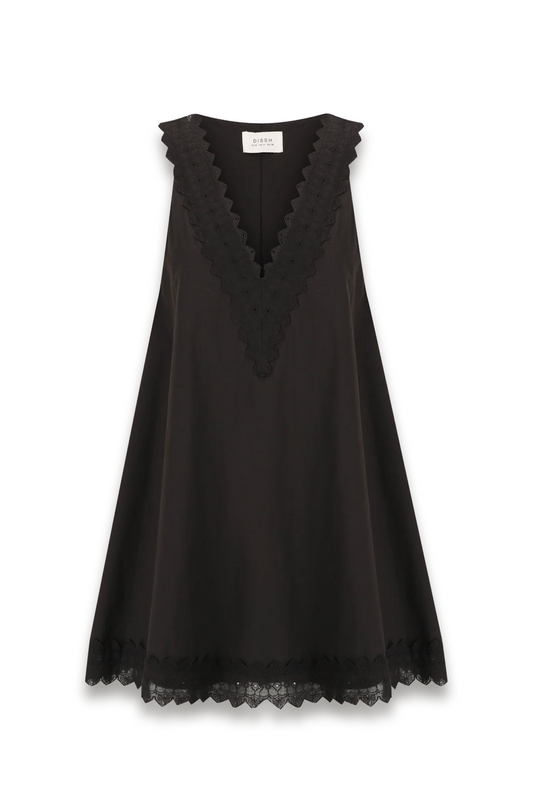 Annabel Black Sleeveless V Neck Mini Dress