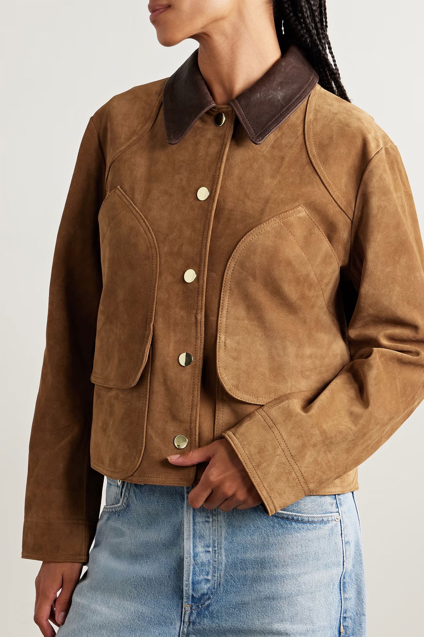 Walters Leather-trimmed Suede Jacket