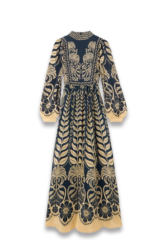 Anja Ruffled Floral-Print Cotton-Crepon Midi Dress