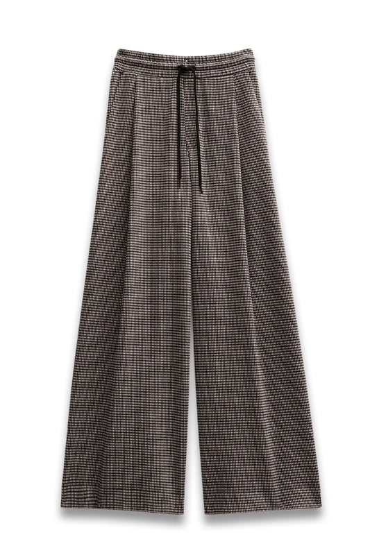 Check Wide Leg Jersey Trousers
