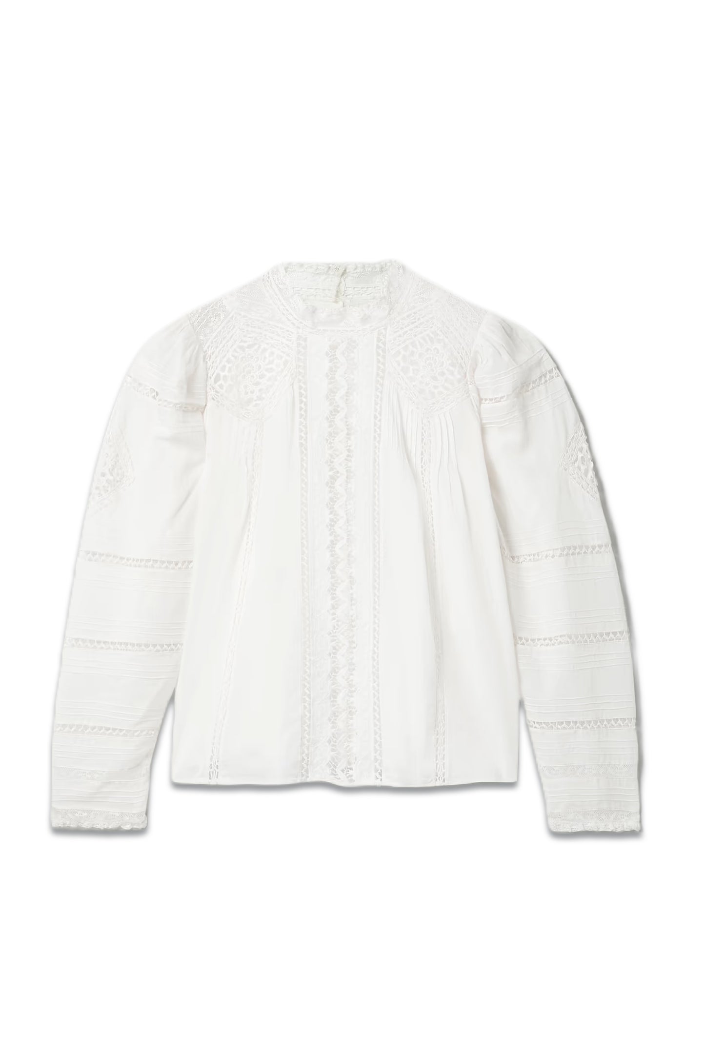 Amaya Crochet-trimmed Pintucked Organic Cotton-voile Blouse