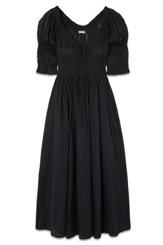 + NET SUSTAIN Ischia Shirred Organic Cotton-voile Midi Dress