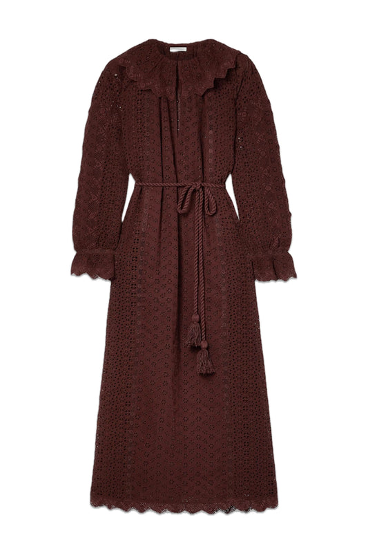 Persephone Belted Broderie Anglaise Cotton Maxi Dress