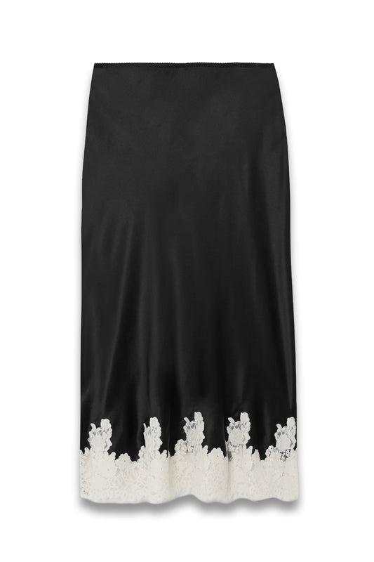 Elowena Lace-trimmed Silk Midi Skirt