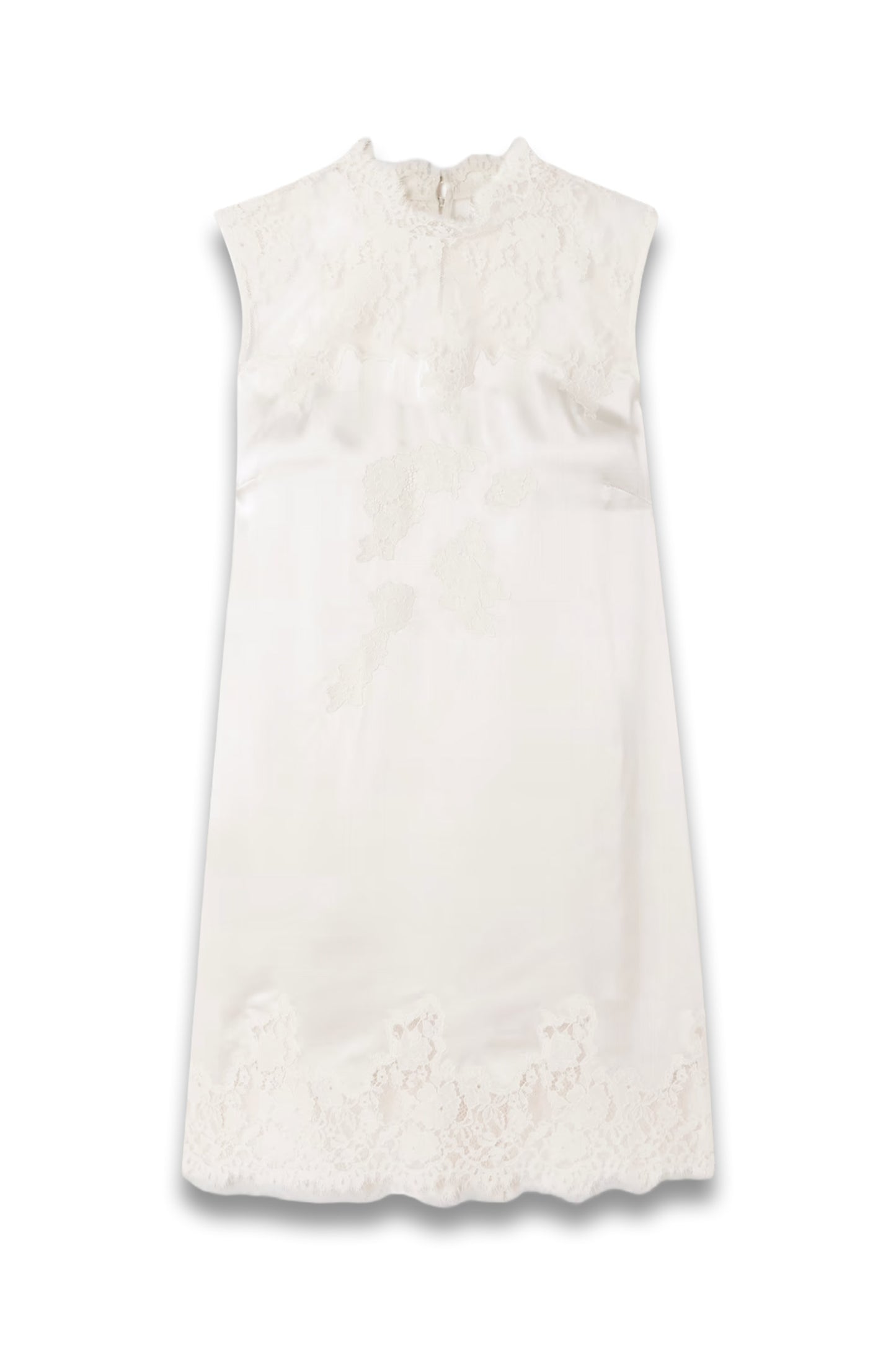 Valeria scalloped lace-trimmed silk-satin mini dress
