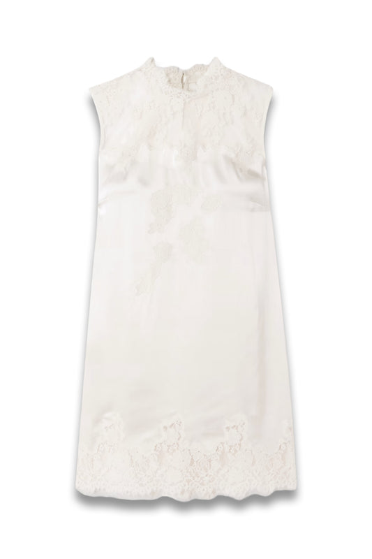Valeria scalloped lace-trimmed silk-satin mini dress