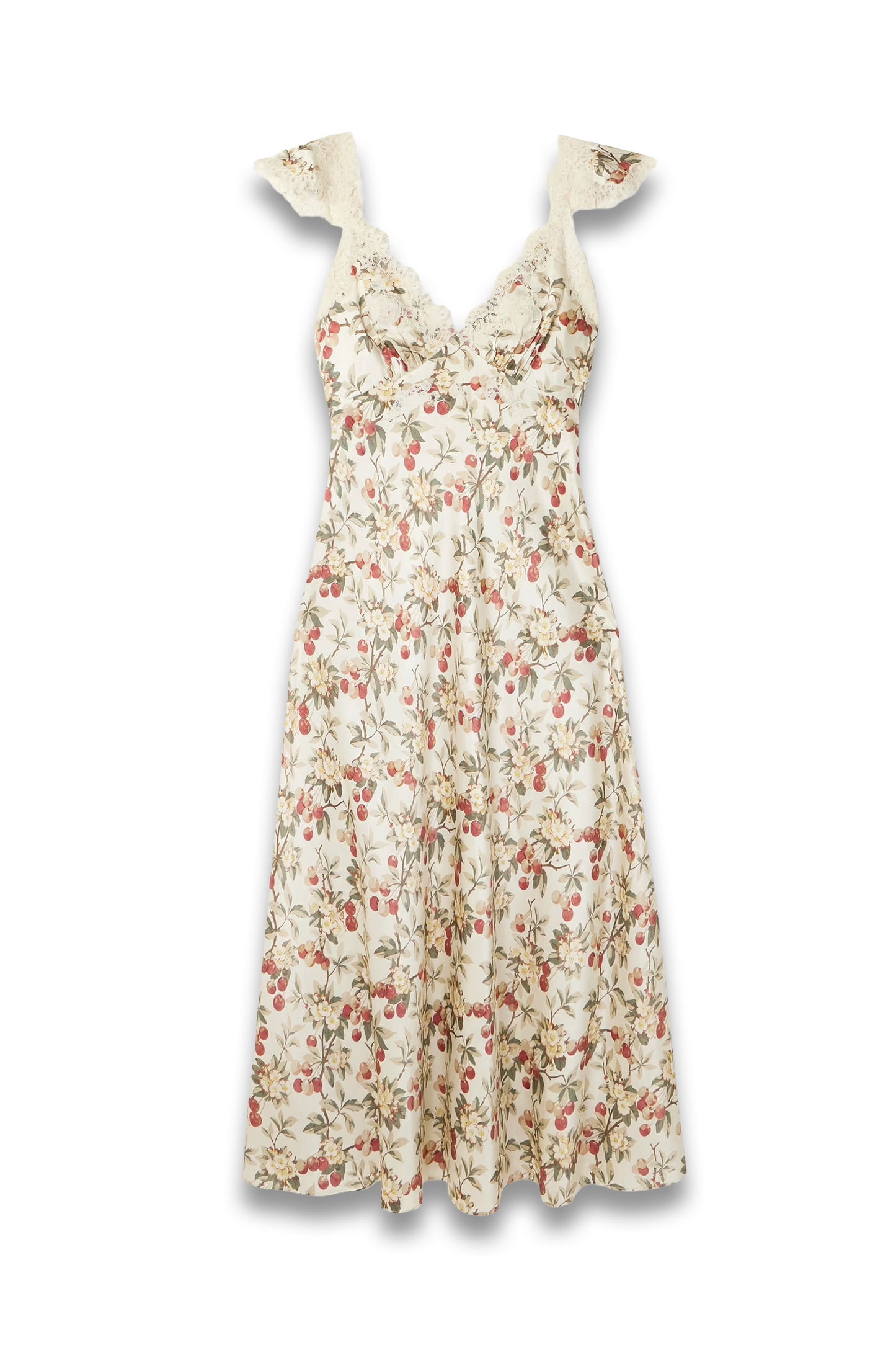 Fiona Lace-trimmed Floral-print Silk-satin Midi Dress