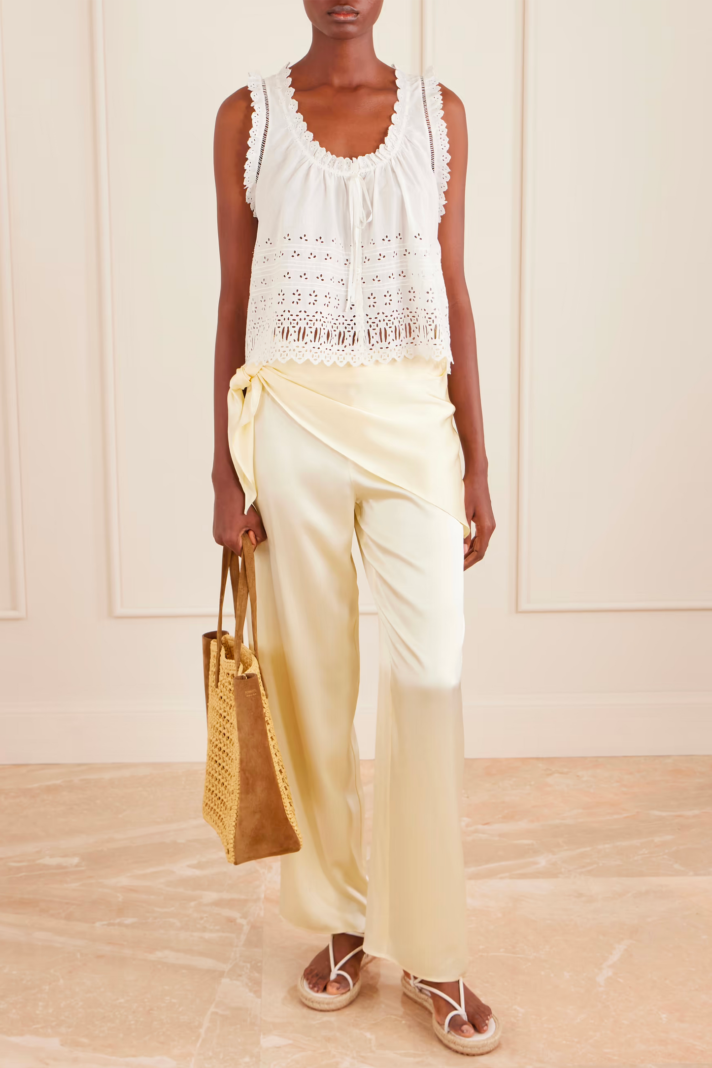 Lavona Silk-satin Wide-leg Pants