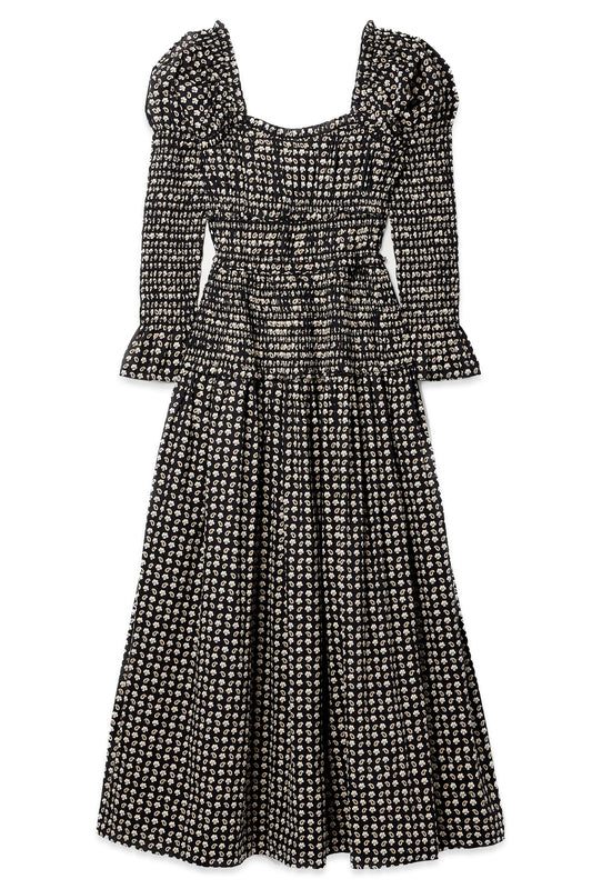 + NET SUSTAIN Bellamy Shirred Printed Organic Cotton-poplin Maxi Dress