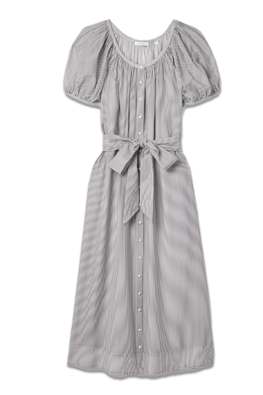 Juno Belted Striped Cotton-Blend Midi Dress
