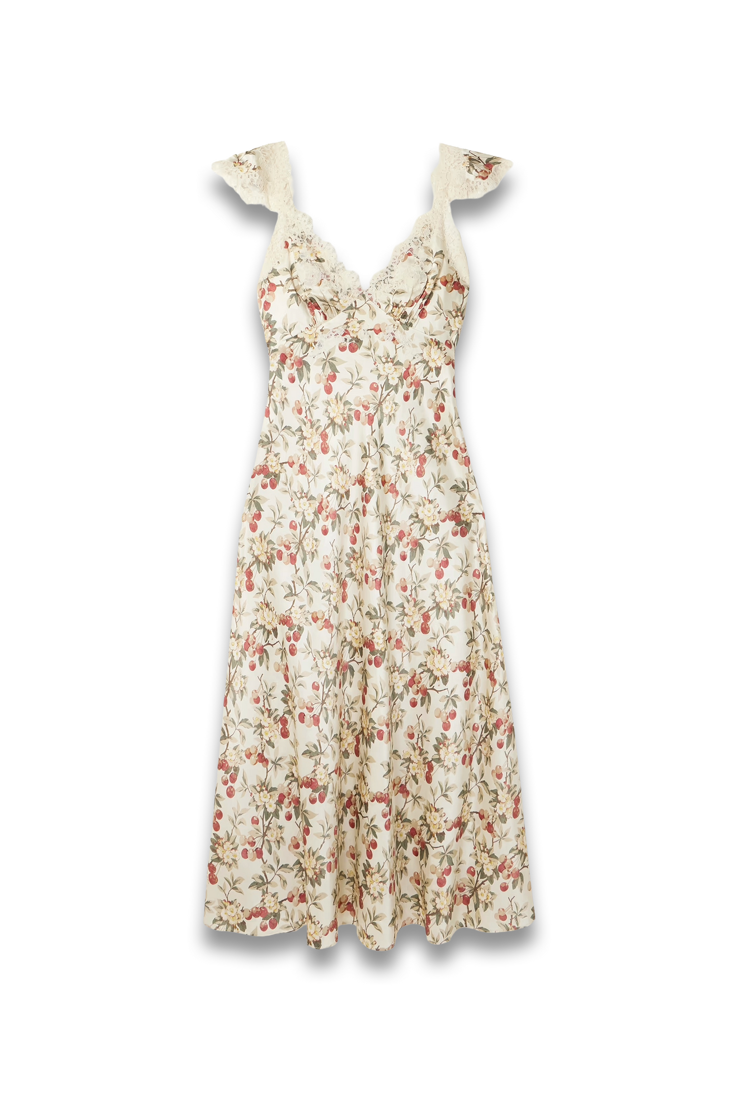 Fiona Lace-trimmed Floral-print Silk-satin Midi Dress