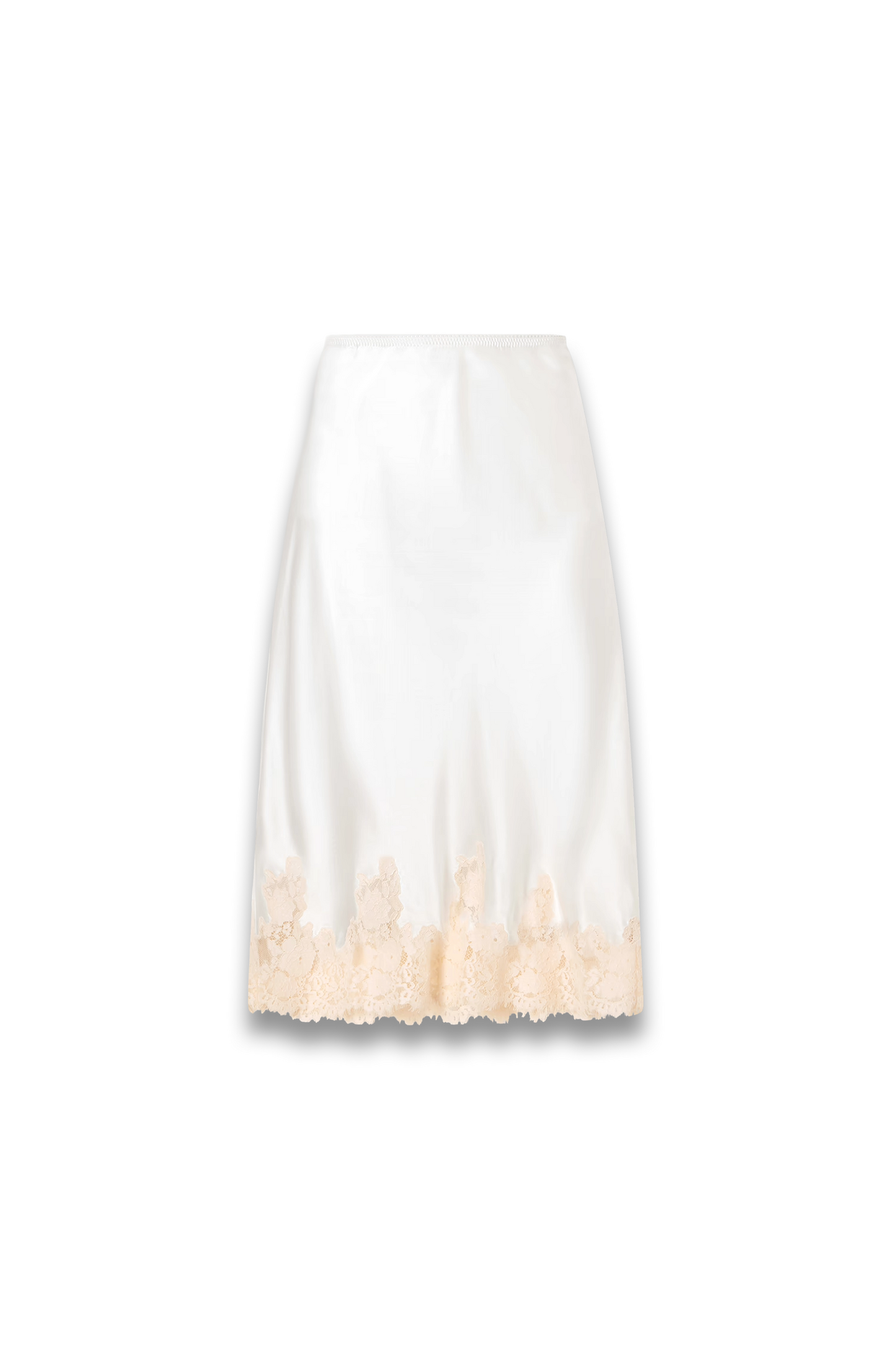 Elowette Lace-trimmed Silk-satin Midi Skirt