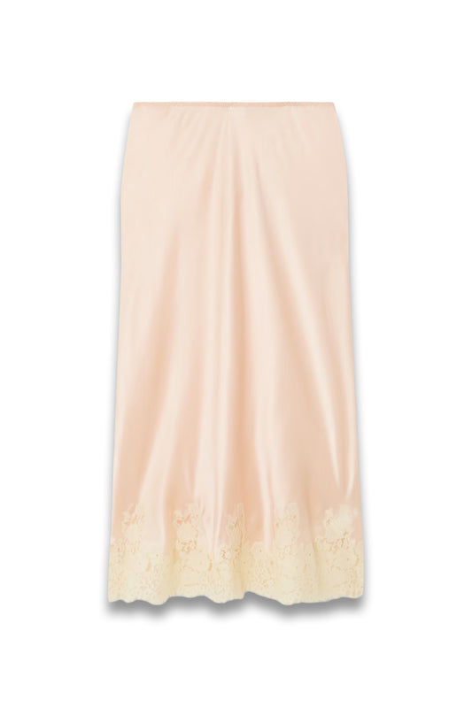 Elowena Lace Trimmed Silk Midi Skirt
