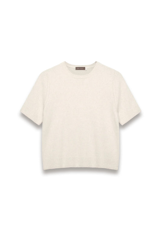 Cream Fitted Knit Tee