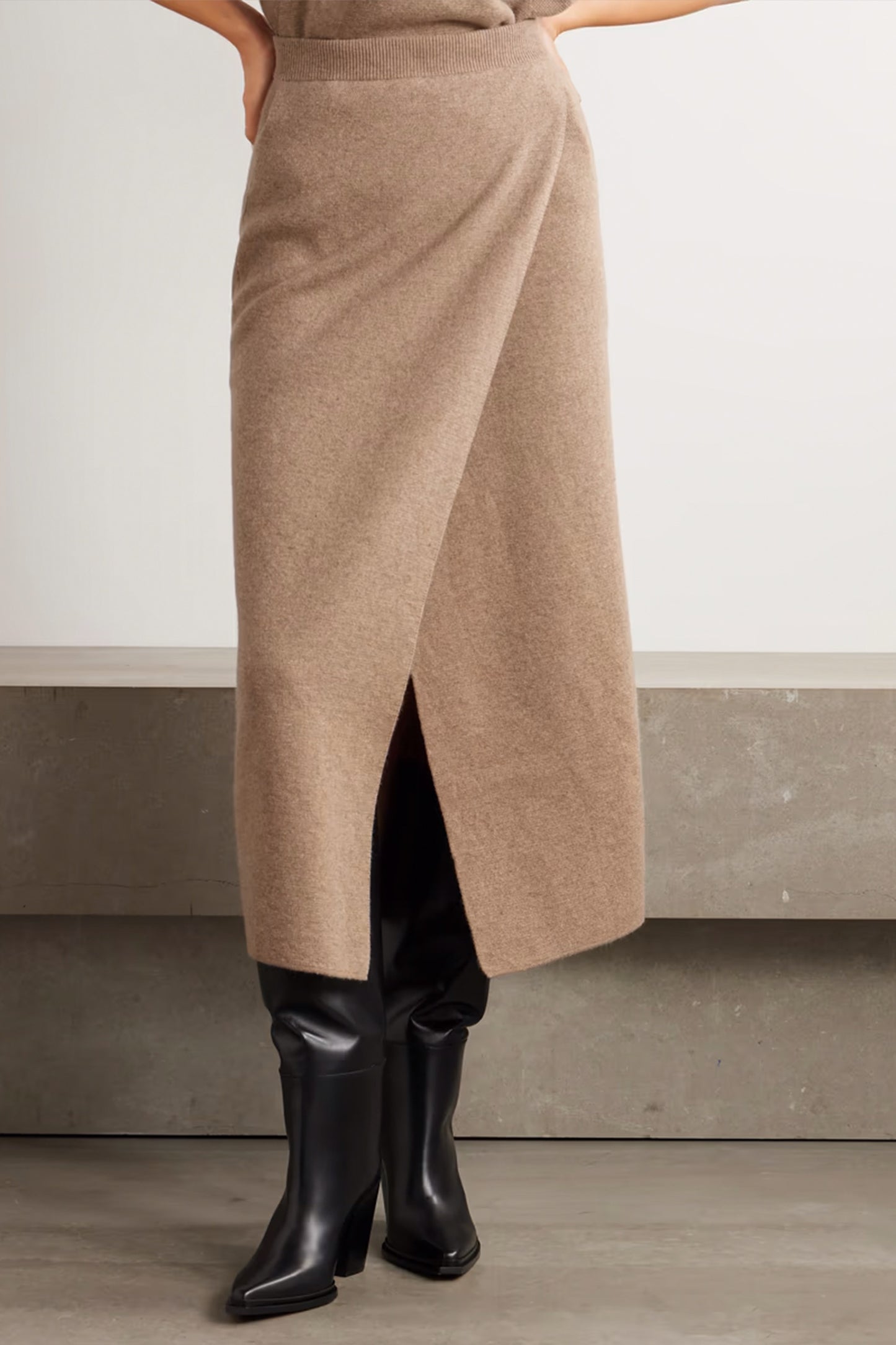 Fosco Wool & Cashmere-Blend Vest and Umbria Wrap-Effect Wool & Cashmere-Blend Midi Skirt