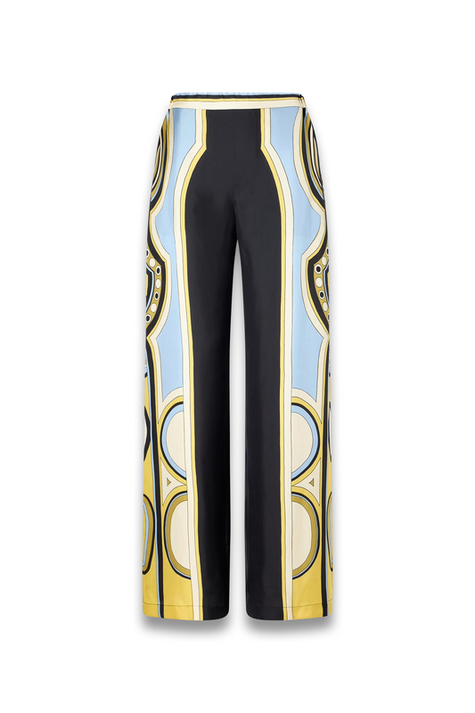 Club Printed Silk-twill Wide-leg Pants