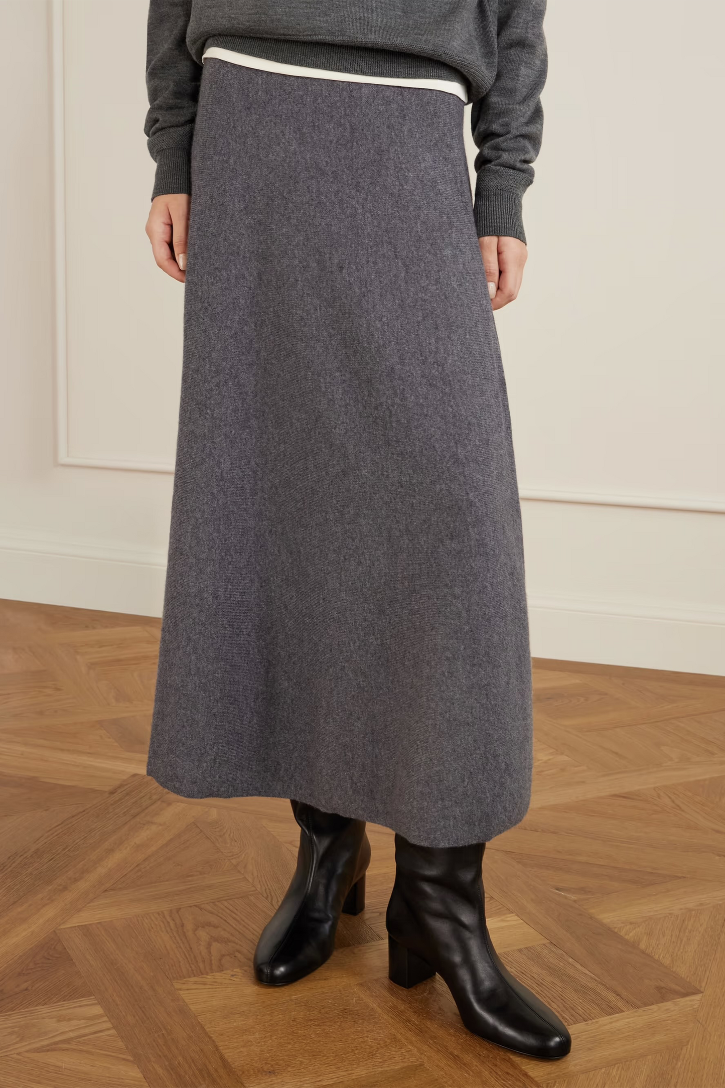Downtown Shearling-trimmed Leather Knee Boots