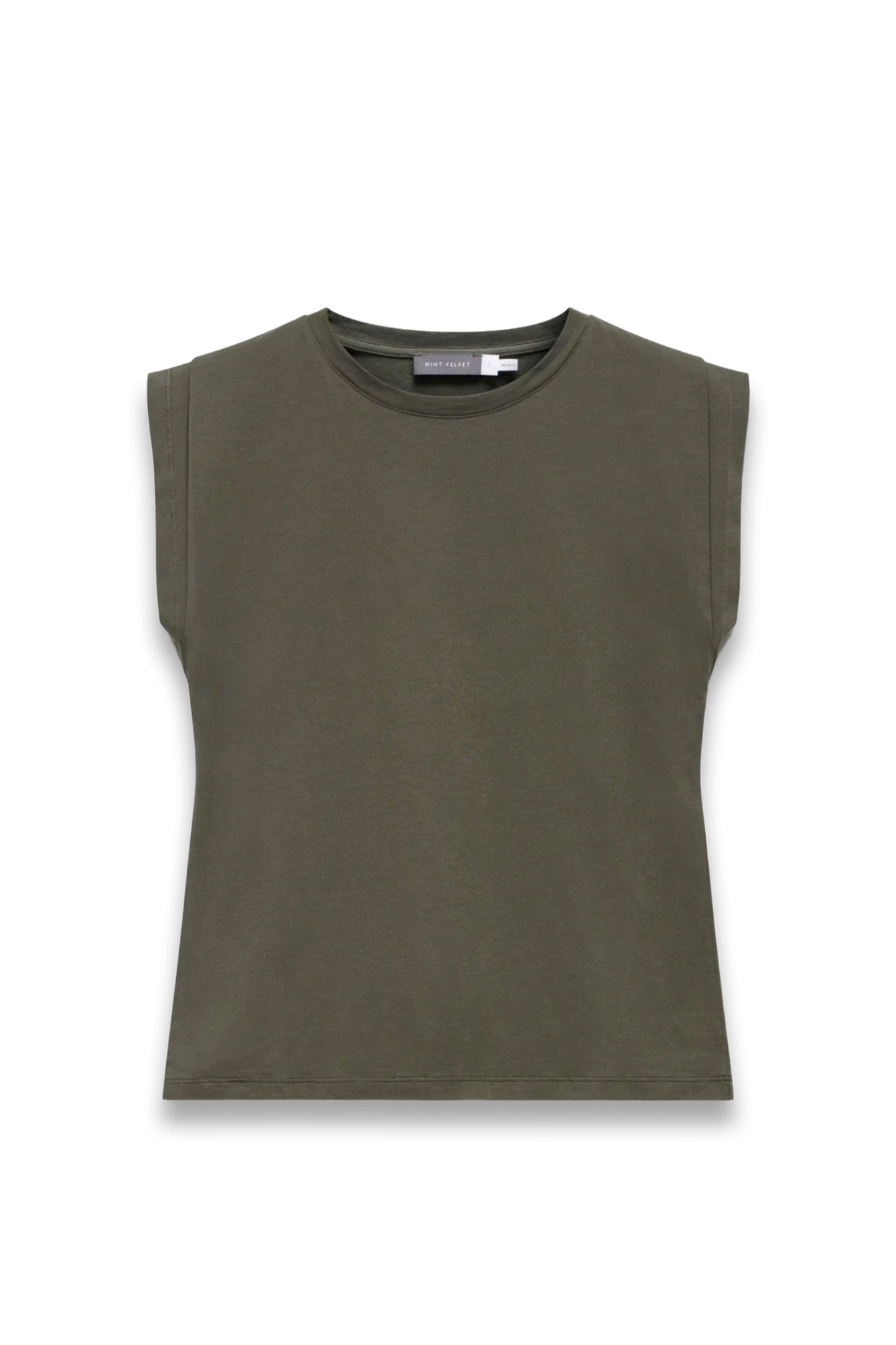 Khaki Cotton Extended Shoulder T-Shirt