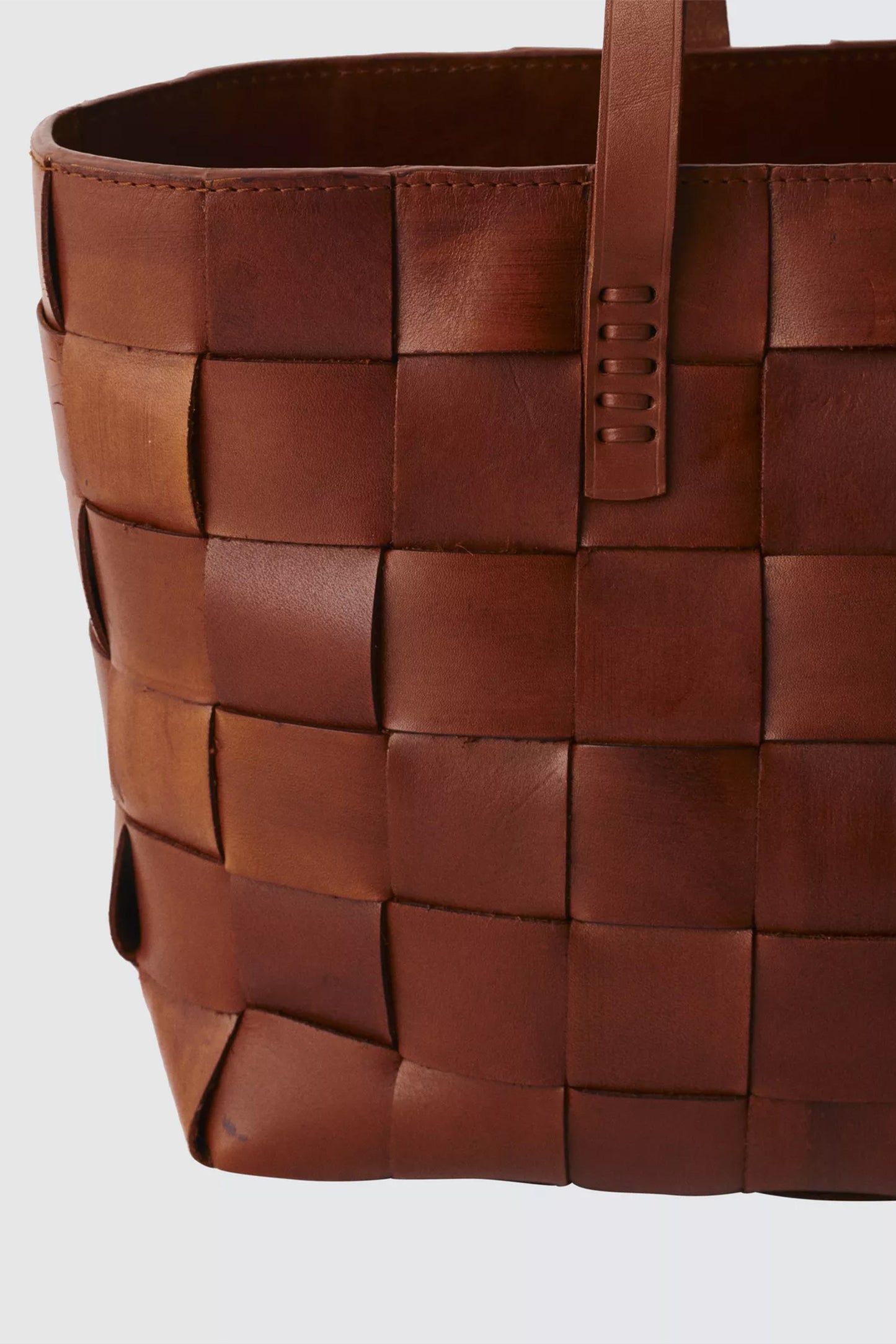 Japan Woven Leather Tote Bag, Tan