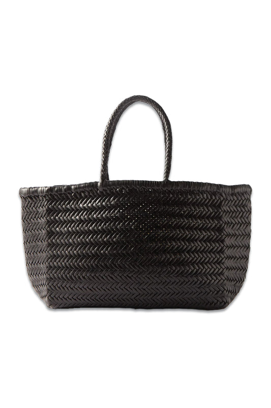 Triple Jump Large Woven-leather Basket Bag Black