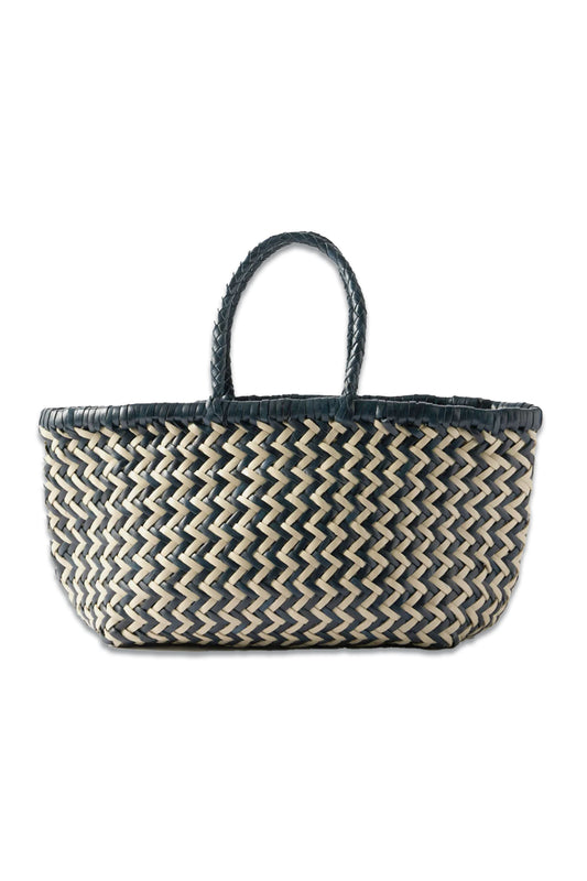 Triple Jump Small Woven-Leather Basket Bag Navy