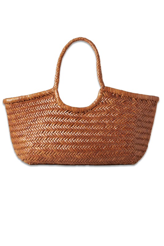 Nantucket Large Woven Leather Tote in Tan