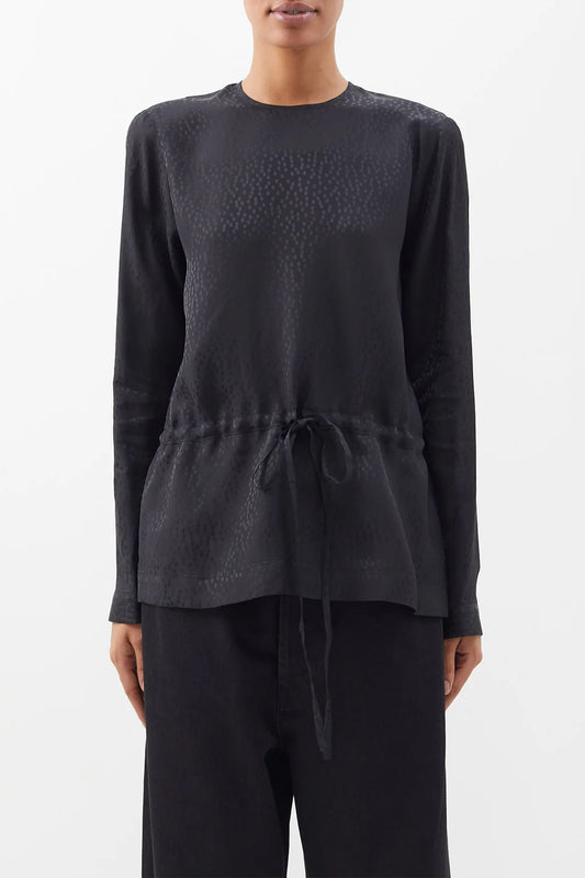 Drawstring-waist Jacquard Top