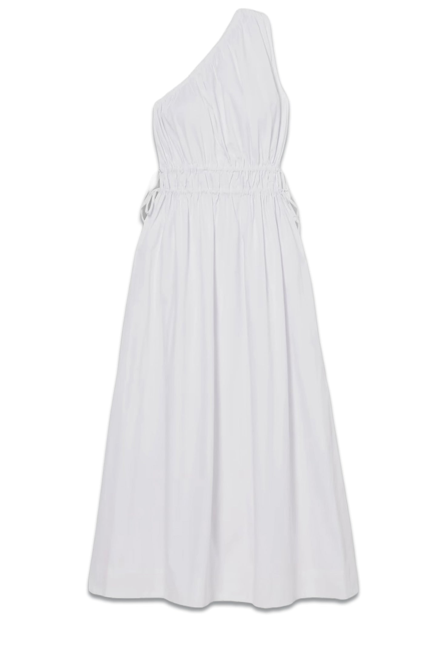 La Ora one-shoulder gathered cotton-poplin midi dress