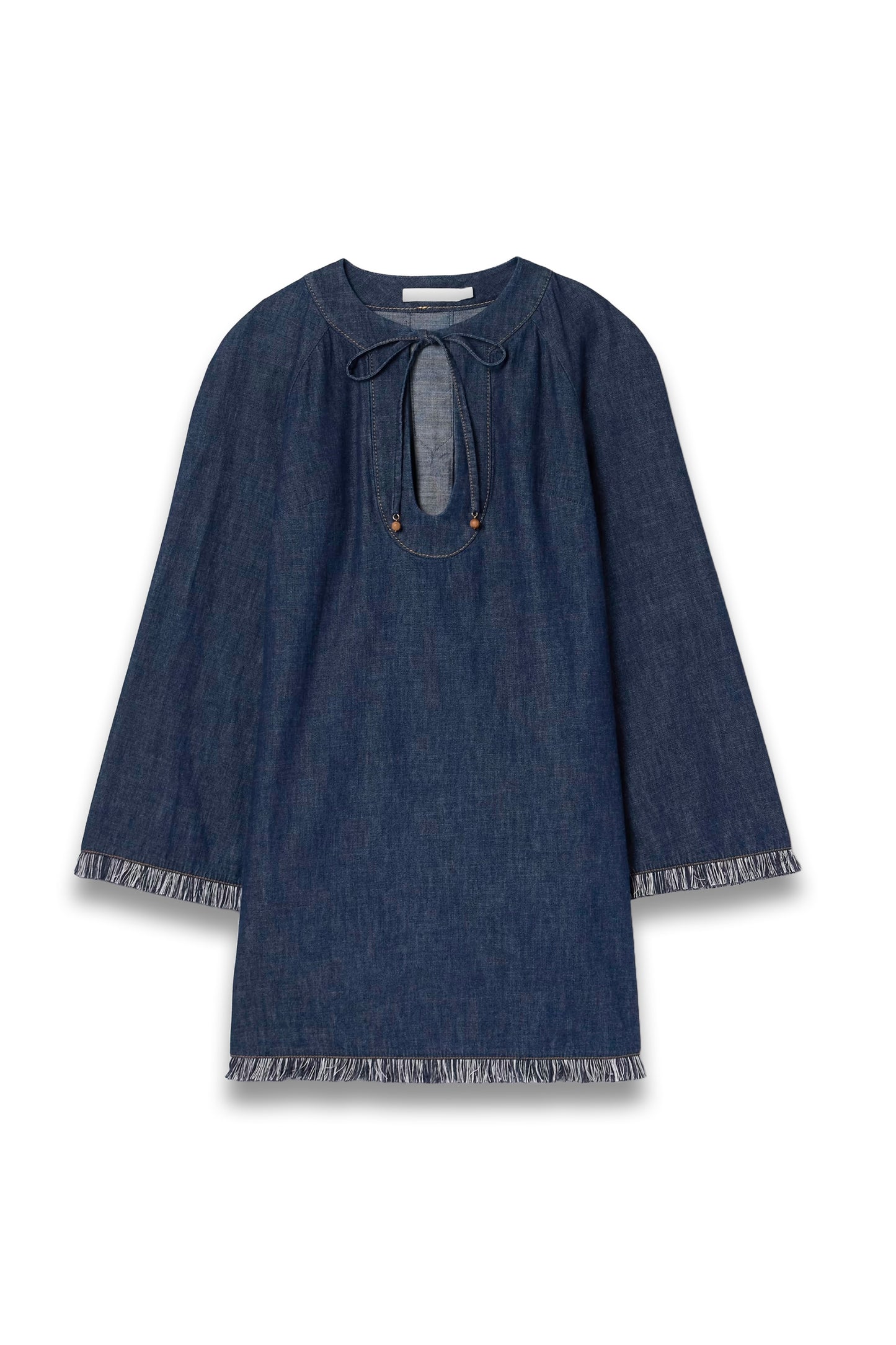 Rhiannon Tie-Detailed Frayed Denim Mini Dress