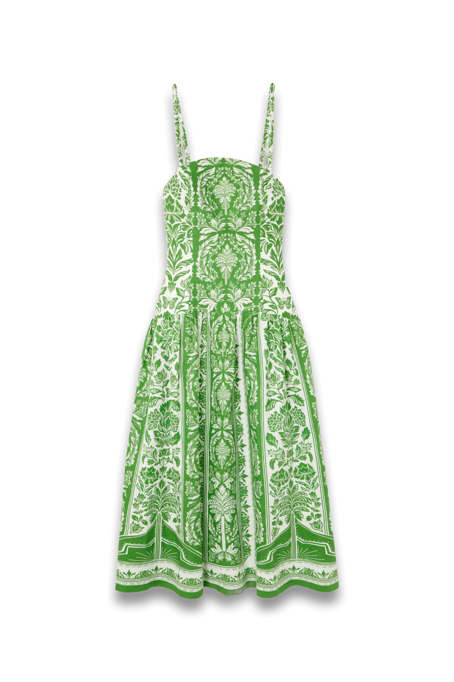 Printed Gathered Linen Maxi Dress