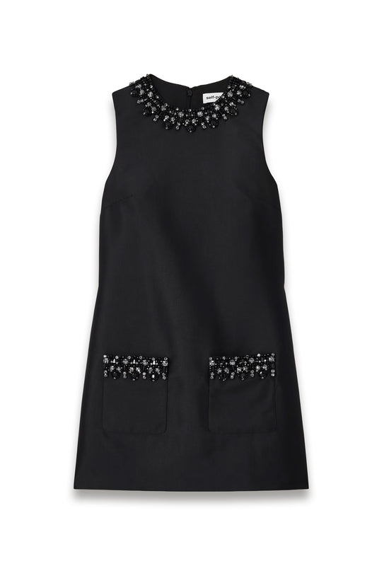 Embellished Satin-twill Mini Dress