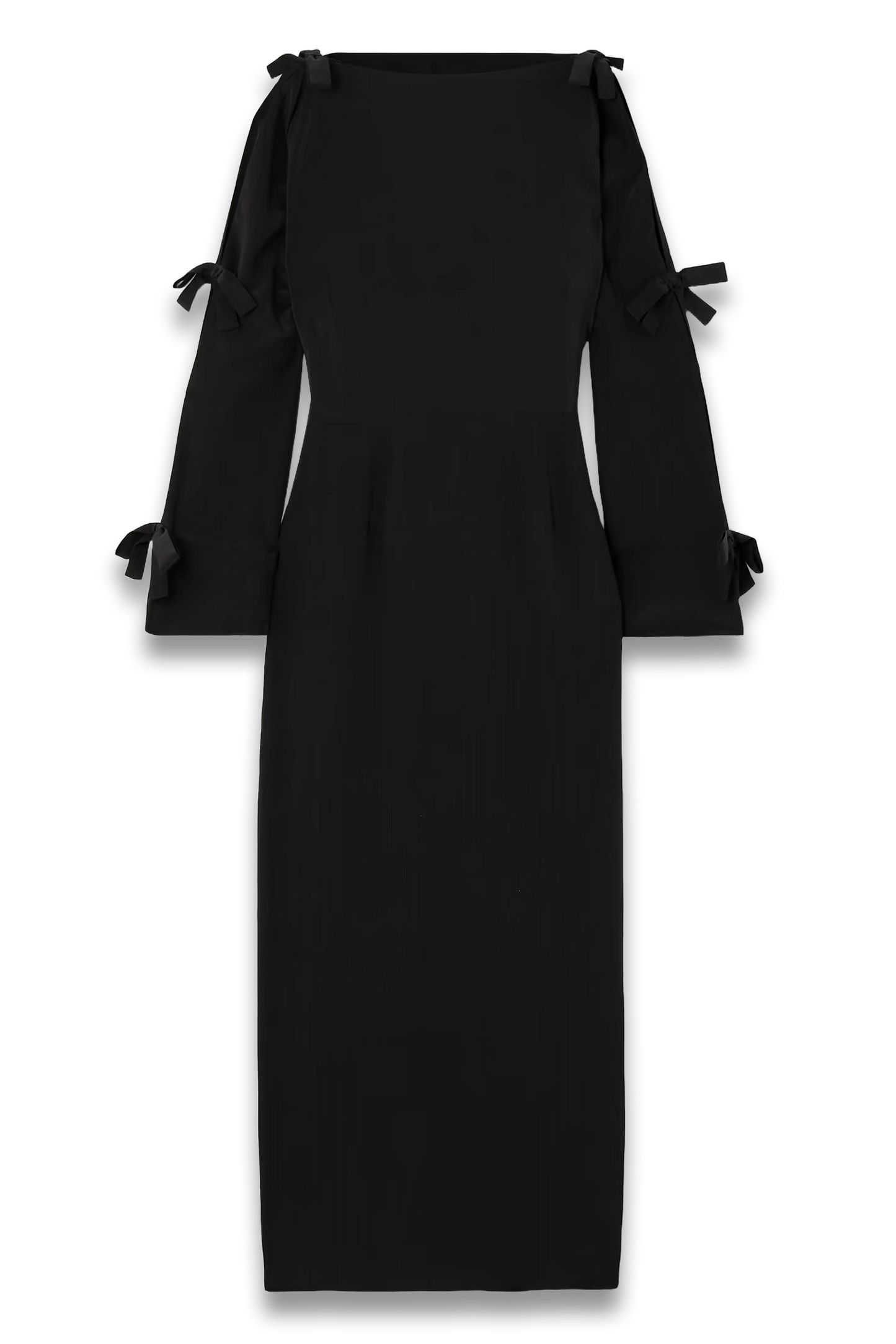 Bow-Embellished Silk Crepe De Chine Midi Dress