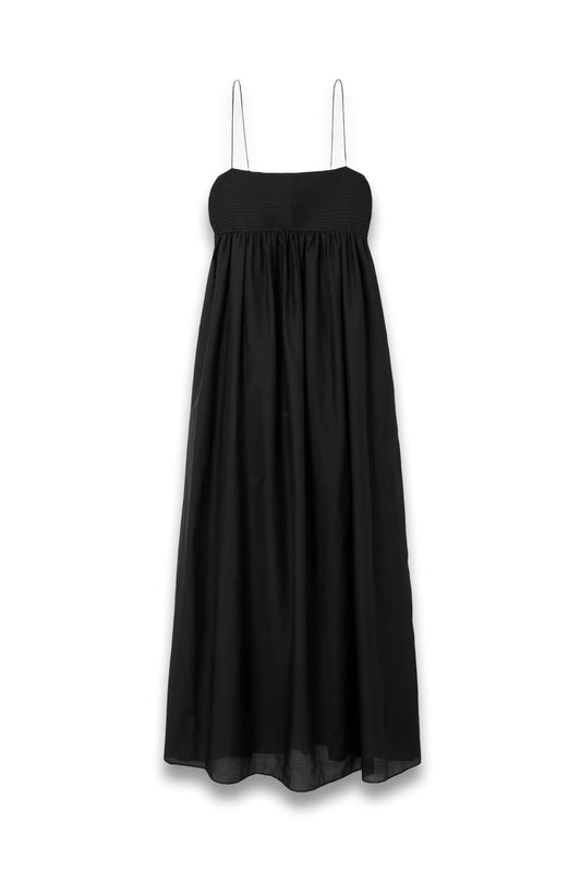 Pintucked Organic Cotton and Silk-blend Maxi Dress