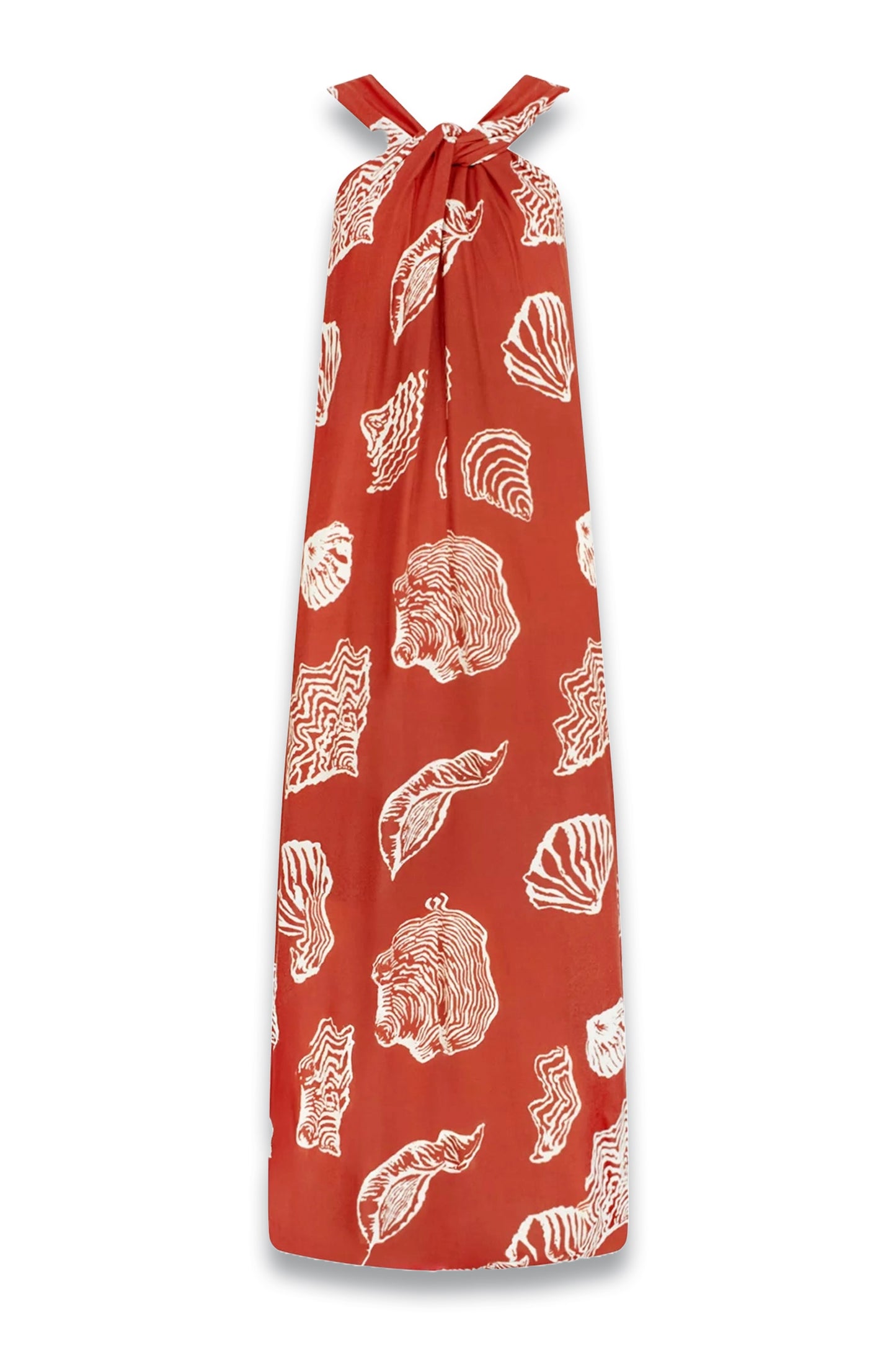 Seashell-Print Halterneck Woven Maxi Dress