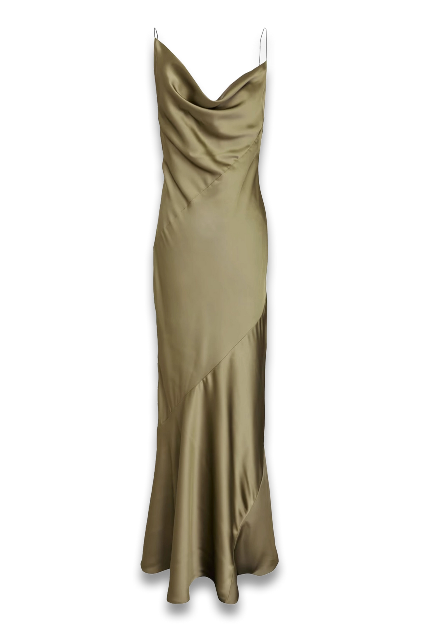 Draped Satin-Twill Maxi Slip Dress
