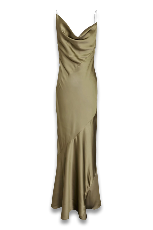 Draped Satin-Twill Maxi Slip Dress