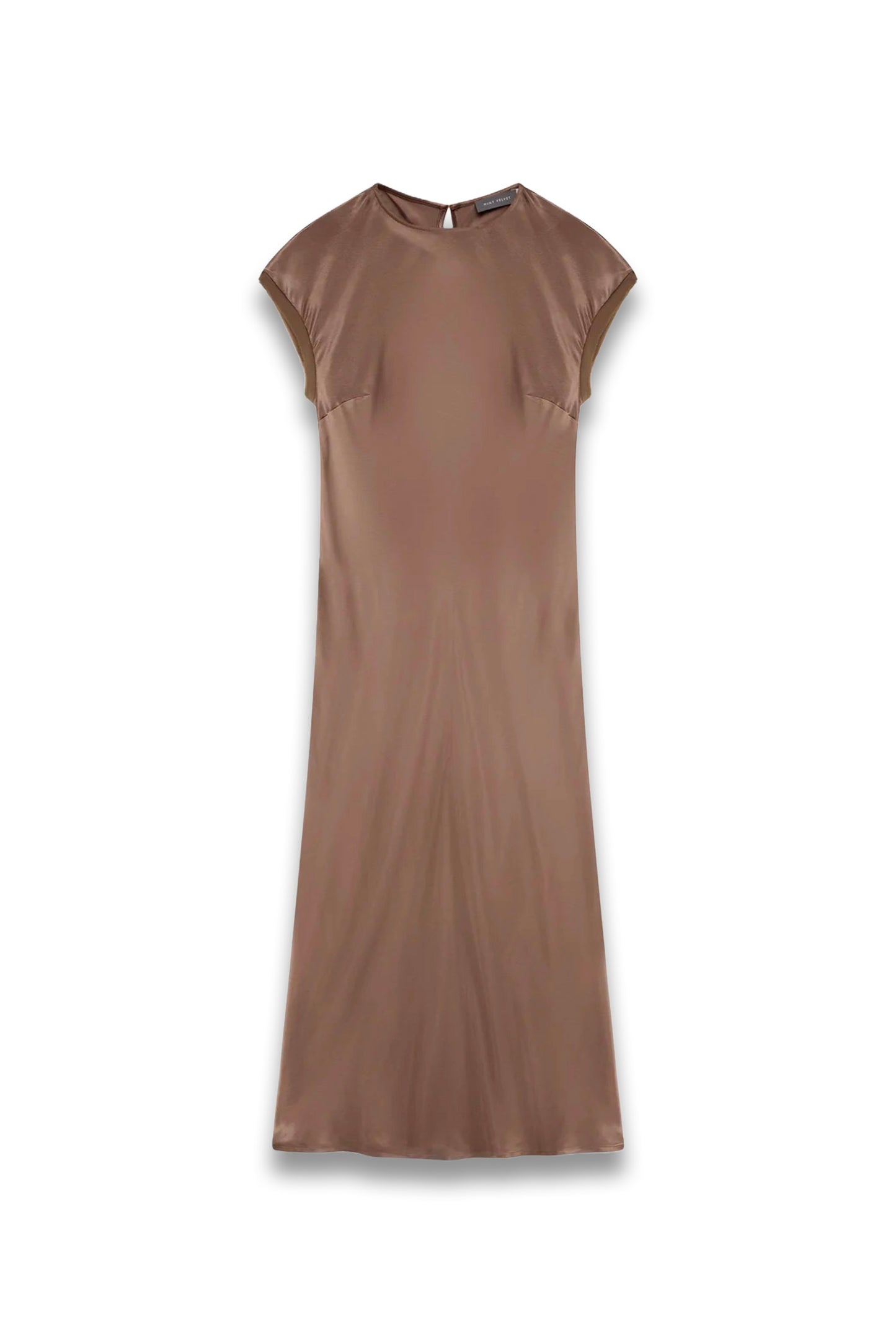 Brown Satin Slip Midi Dress