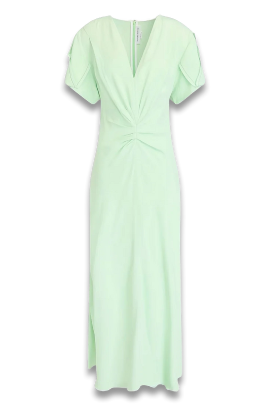 Ruched Crepe Midi Dress