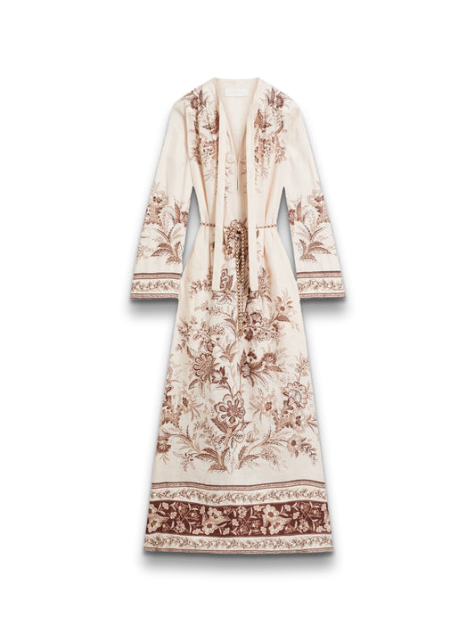 Floral-Print Linen Maxi Dress