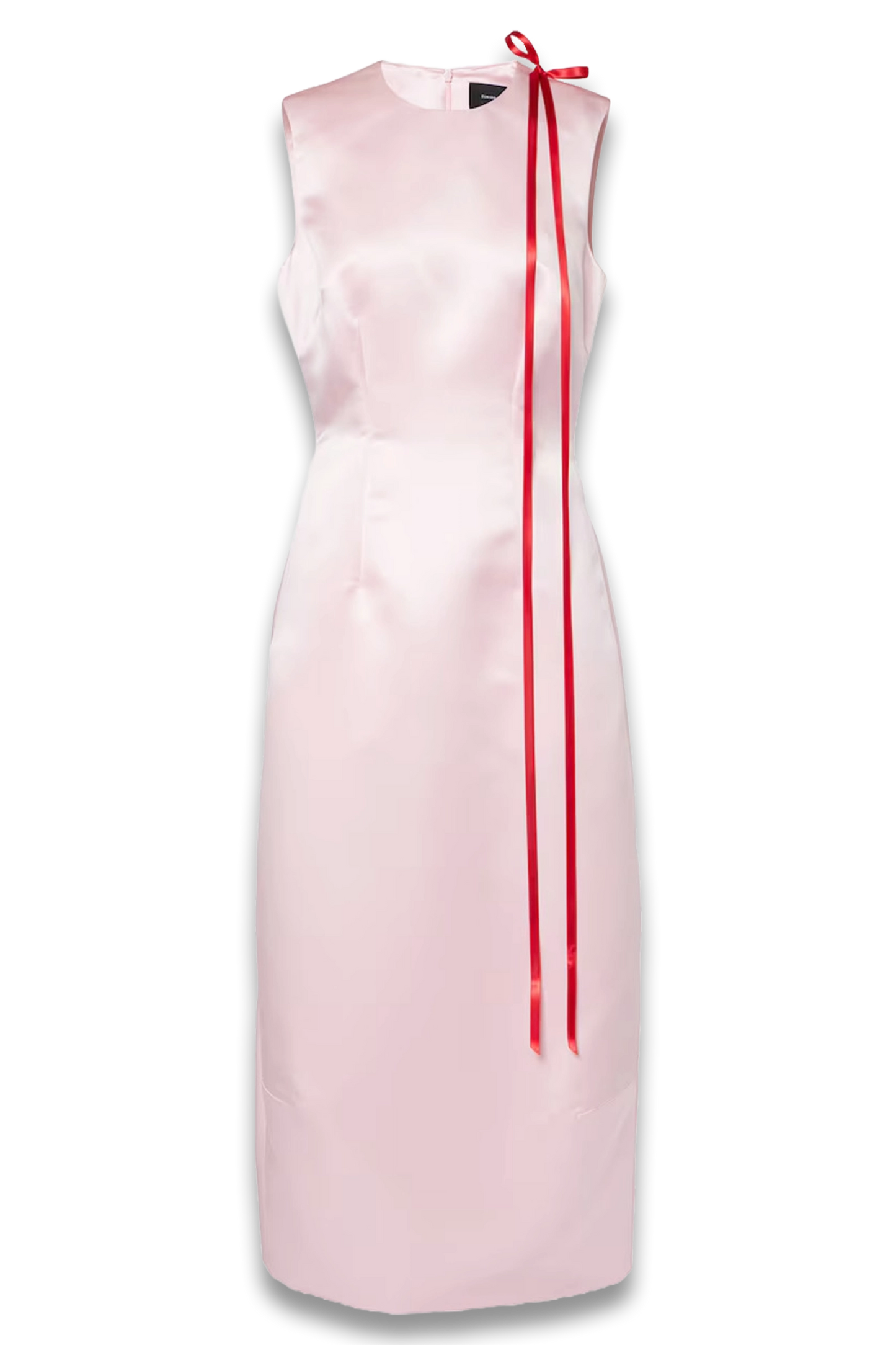 Bow-Detail Satin Midi Dress