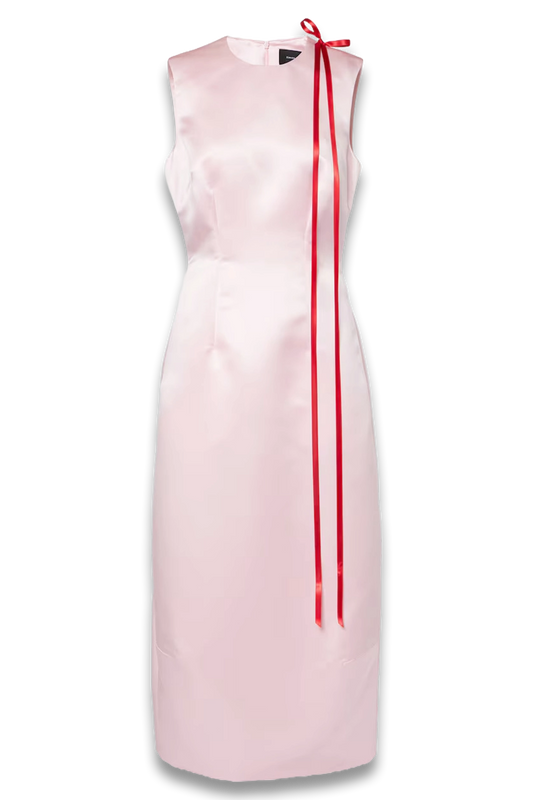 Bow-Detail Satin Midi Dress