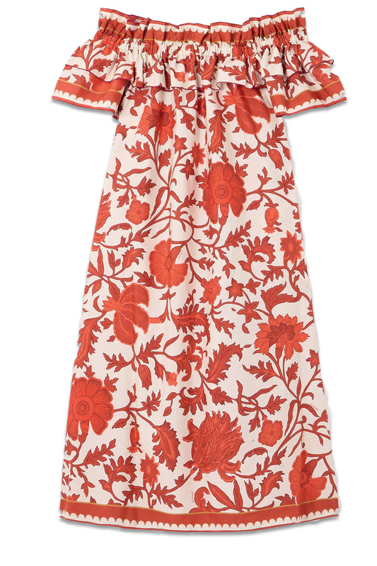 + Orlebar Brown Breakfast Off-the-shoulder Floral-print Cotton-poplin Midi Dress