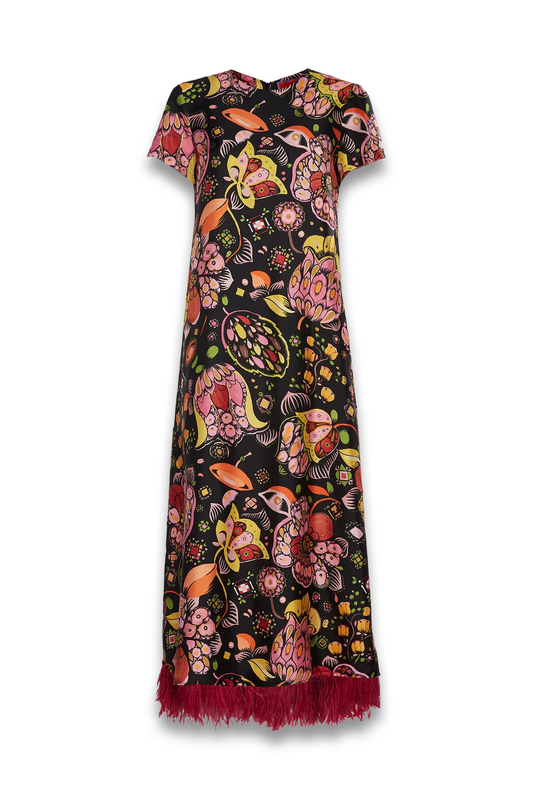 Swing Dress with Feathers
